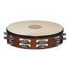 MEINL TAH2AAB TAMBOURIN BOIS AVEC PEAU BRUN - 2 RANGEES ALUMINIUM