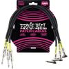 ERNIE BALL 6076 CABLE PATCH DROIT/COUDÉ NOIR 46 cm - Lot de 3