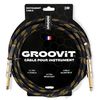 GROOVIT CABLE JACK MONO / JACK DROIT MONO TRESSÉ NOIR & OR - 3m