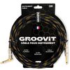 GROOVIT CABLE JACK MONO COUDÉ / JACK DROIT MONO TRESSÉ NOIR & OR - 3m