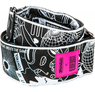 DUNLOP ILD11 COURROIE I LOVE DUST ROBOT HEART ROSE- NOIR-BLANC