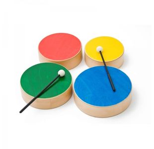 FUZEAU SET DE 4 TAMBOURS BOIS-COULEUR 16"-18"-20"-22" REF 71187