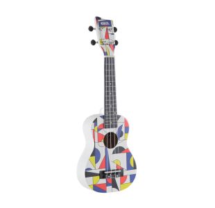 GEWA MANOA W-SO-BWR UKULELE SOPRANO MONDRIAN CARRÉ BLANC 2 + housse