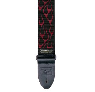 DUNLOP D3811RD COURROIE NYLON MOTIF FLAMME NOIR ET ROUGE