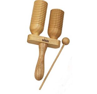 NINO 2 CLOCHES A GOGO EN BOIS AVEC BATTE