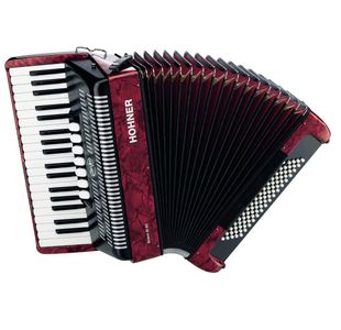 HOHNER BRAVO III 80 BASSES ACCORDEON ROUGE TOUCHES PIANO -Avec Housse