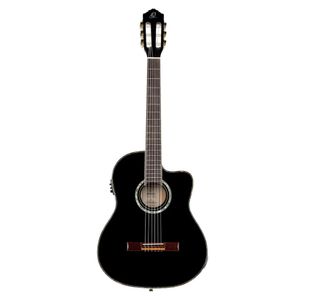 ORTEGA RCE145BK GUITARE CLASSIQUE ELECTRO NOIR - Table en cèdre