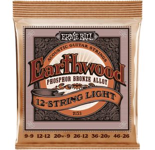 ERNIE BALL 2153 EARTHWOOD PHOS. BRONZE LIGHT JEU FOLK 12 CORDES 9-46
