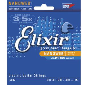 ELIXIR NANOWEB 12002 JEU CORDES GIT. ELECTRIQUE  / SUPER LIGHT 9-42