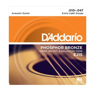 D'ADDARIO EJ15 PHOSPHORE BRONZE JEU DE CORDES FOLK EXTRA LIGHT 10/47