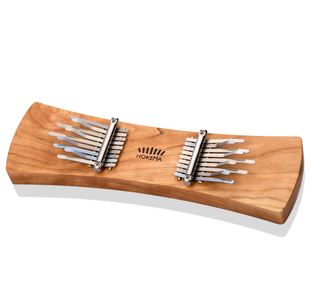 HOKEMA TWIN DOUBLE KALIMBA 2 x 9 LAMES BLOC EN CERISIER NOIR MASSIF