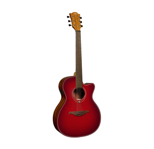 LAG T-RED-ACE "TRAMONTANE" GUITARE FOLK ELECTRO AUDITORIUM RED BURST