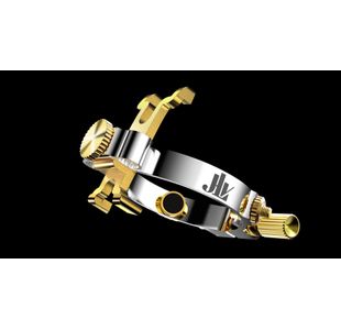 JLV LIGATURE SAXOPHONE BARYTON/BASSE PLAQUEE PLATINE & OR 24k BEC EBO