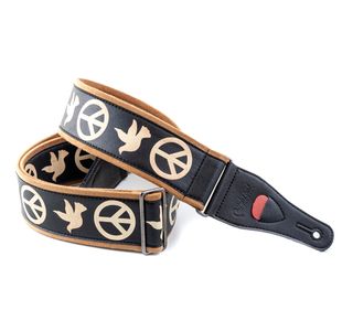 RIGHTON STRAPS LEGEND PEACE & DOVE COURROIE GUITARE CUIR VEGAN NOIR