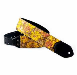 RIGHTON STRAPS GOLDROSES-OR COURROIE GUITARE TISSU MOTIF GOLD & ROSES