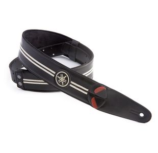 YAMAHA RIGRACEIVO "RACE BLACK&IVORY" COURROIE GUITARE CUIR VEGAN NOIR