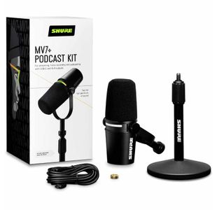 SHURE MV7+-K-BNDL PACK MICRO DYNAMIQUE NOIR AVEC STAND DE TABLE