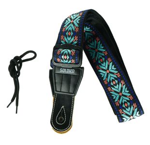 SOLDIER 134B COURROIE GUITARE JACQUARD COTON TISSÉ TURQUOISE