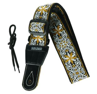 SOLDIER 134F COURROIE GUITARE JACQUARD COTON TISSÉ JAUNE