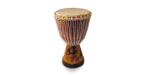 Djembé Acoustique En Acajou - Grand Modèle - Diamètre 32 Cm, Hauteur 63 Cm - Neuf
