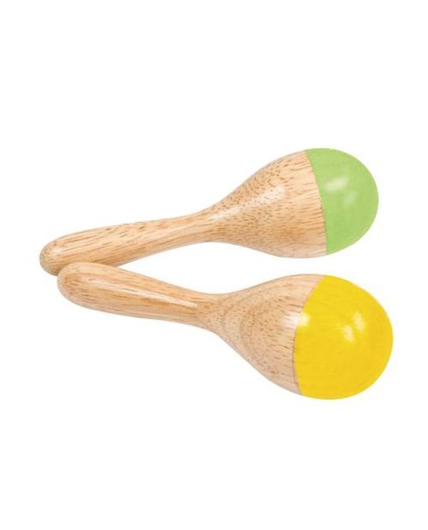 12 Mini Maracas En Bois Colorées - Pour Enfants - Éveil Musical Et Sensoriel - Forme D'œuf - 10